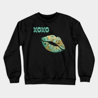 Turquoise and Gold Lips Crewneck Sweatshirt